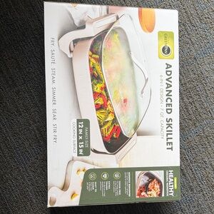GreenPan Advanced 12 x 15 family size Skillet with Glass Lid - Clay color